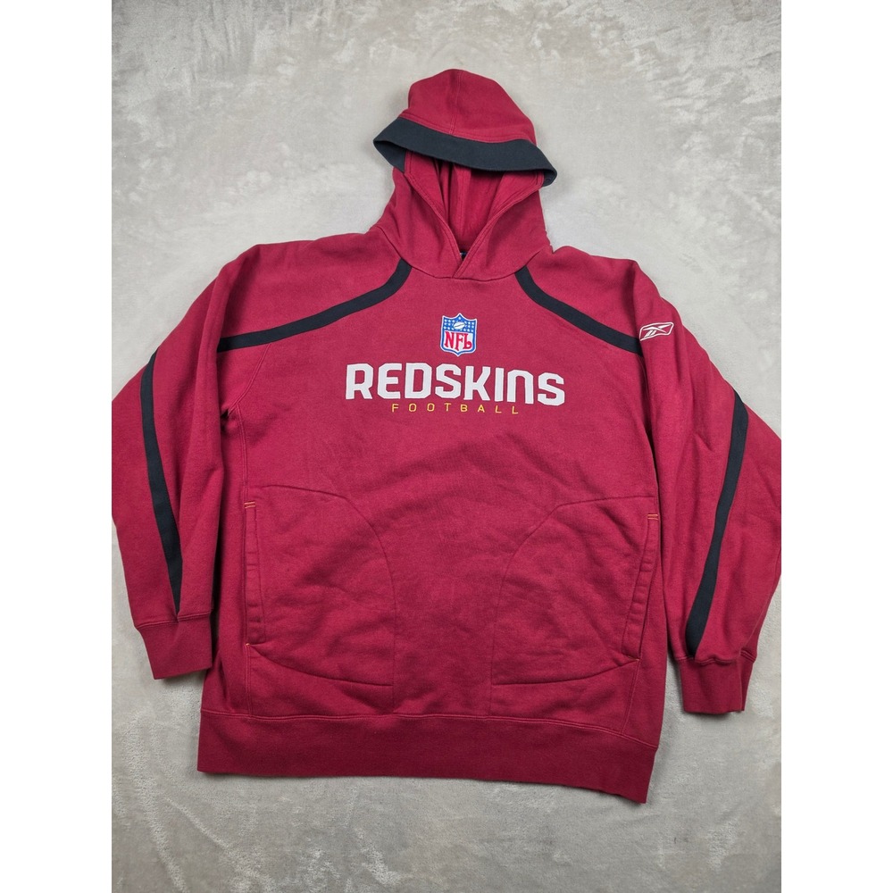 Reebok Hoodie Mens 2XL Red Washington Redskins Sideline Fleece Sweatshirt Y2K